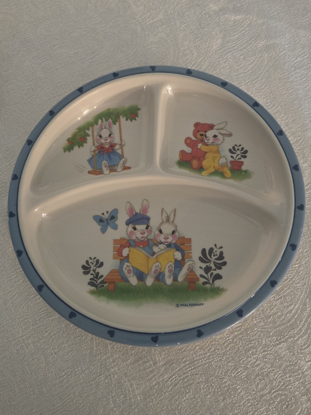 Vintage Pfaltzgraff Bunny Divided Plate For Baby/Toddler